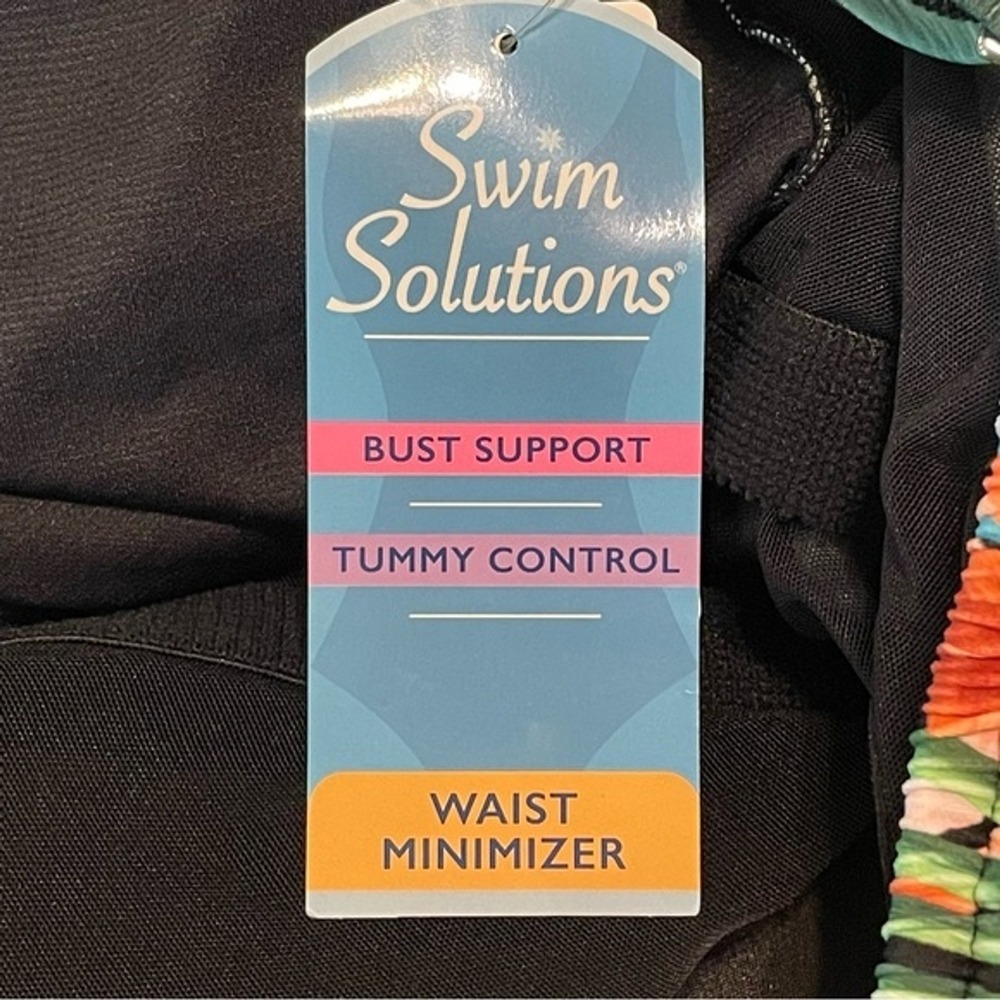 Swim Solutions Tummy Control Tropical Print One Piece Swimsuit Size 24W - Picture 7 of 12